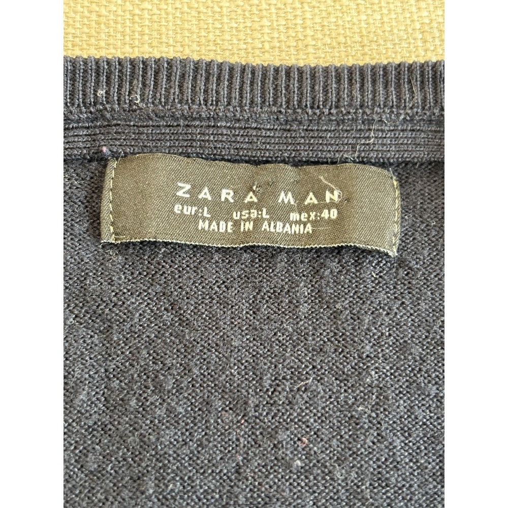Zara Man Men's Black V Neck Sweater Pullover Size L - Picture 4 of 8